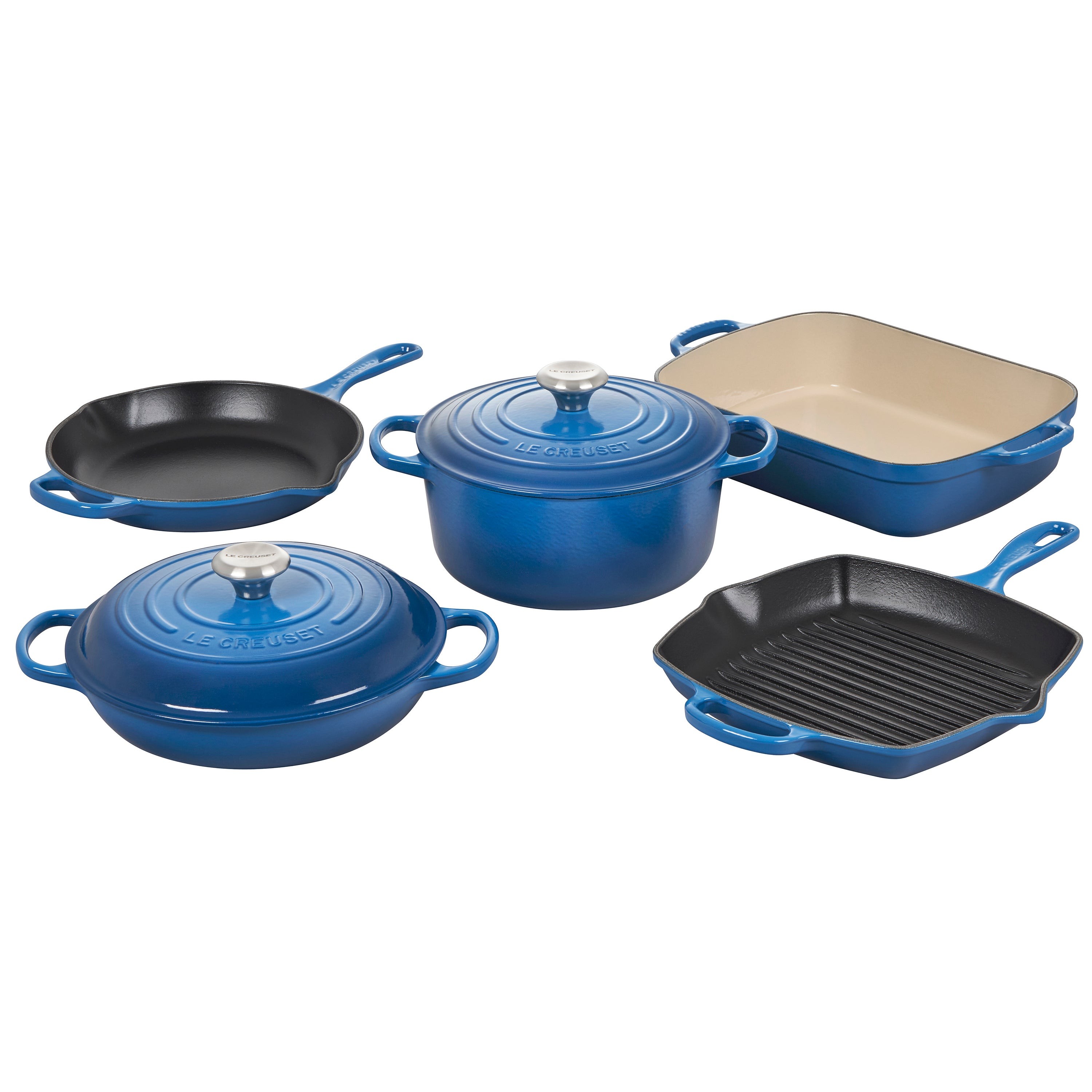 7pc Signature Cast Iron Cookware Set Marseille