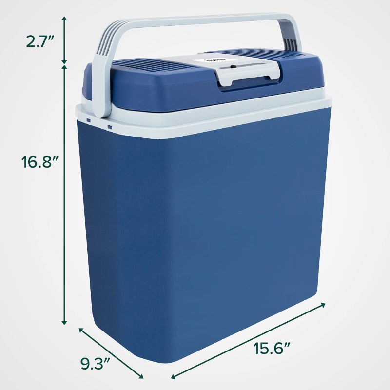 Electric Cooler & Warmer, 24 L Portable Thermoelectric 12 Volt Cooler with Handle - Blue