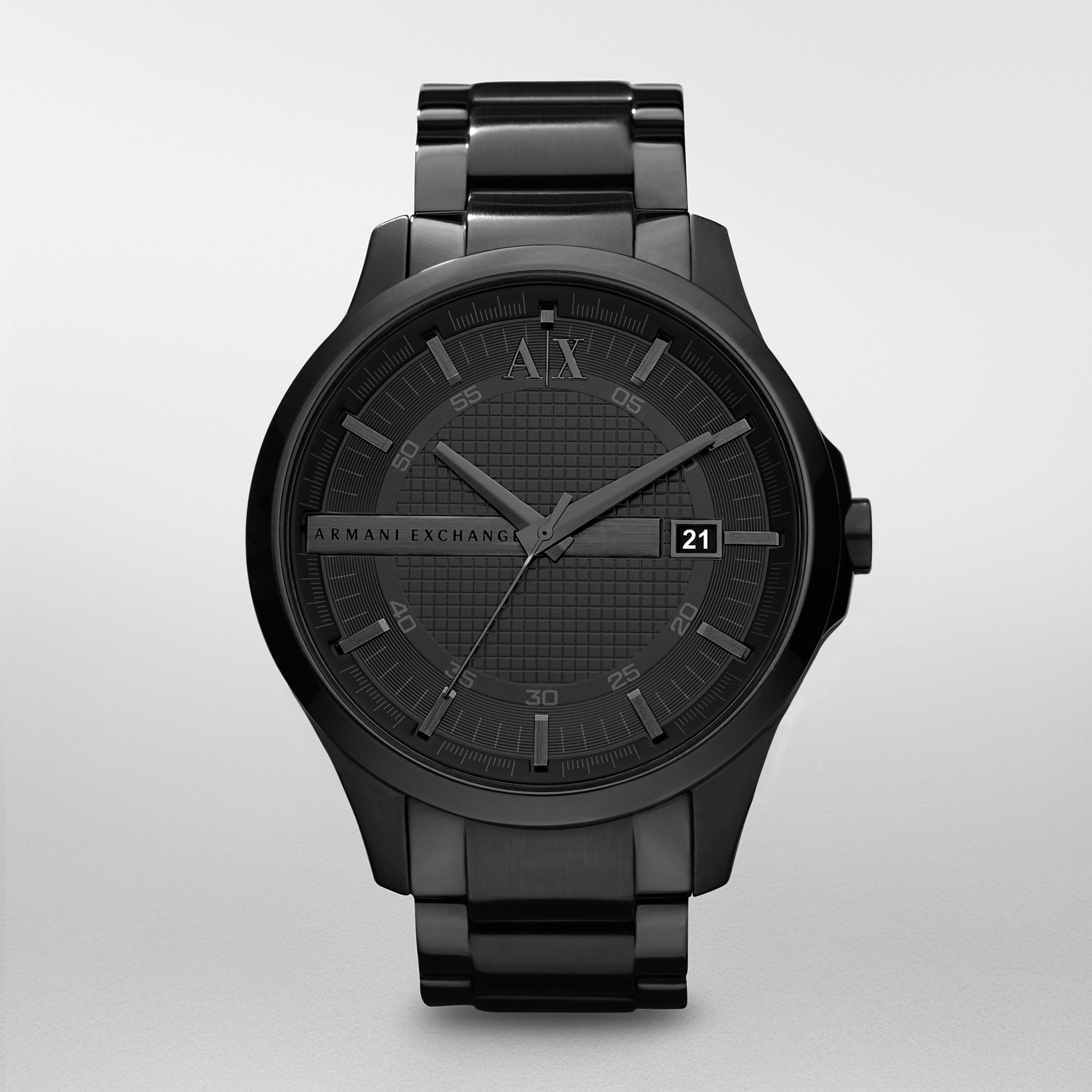 Mens Hampton Black Ion-Plated Watch Black Dial