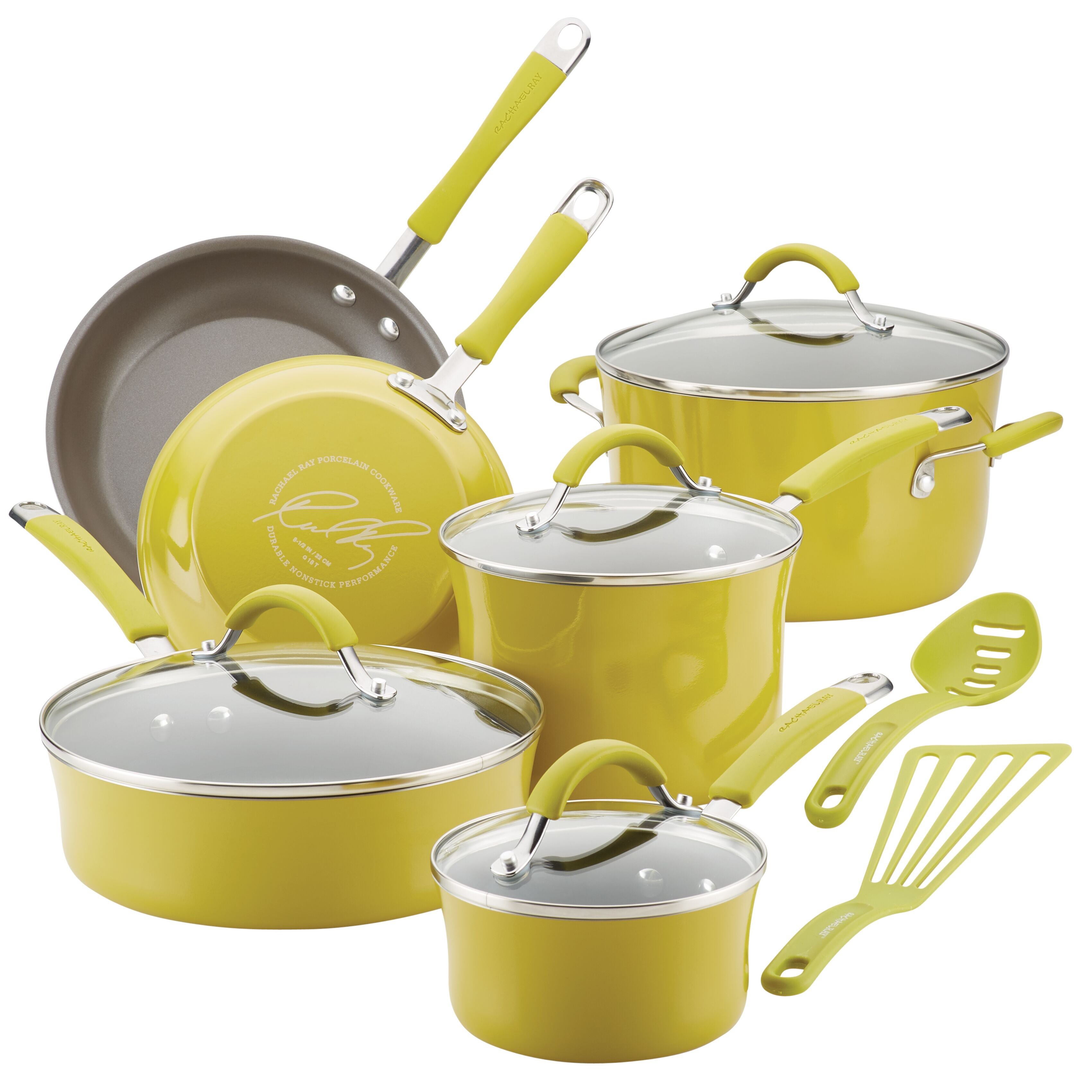 Cucina 12pc Porcelain Cookware Set Lemongrass Green