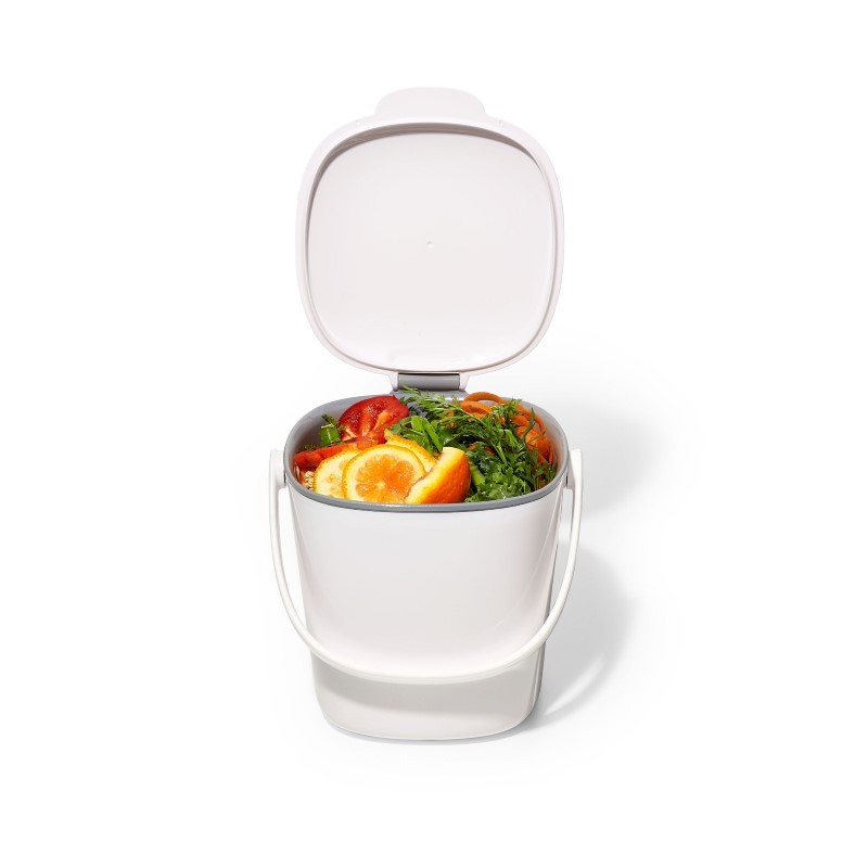 GG Easy-Clean Compost Bin - White - 0.75Gal/2.83L