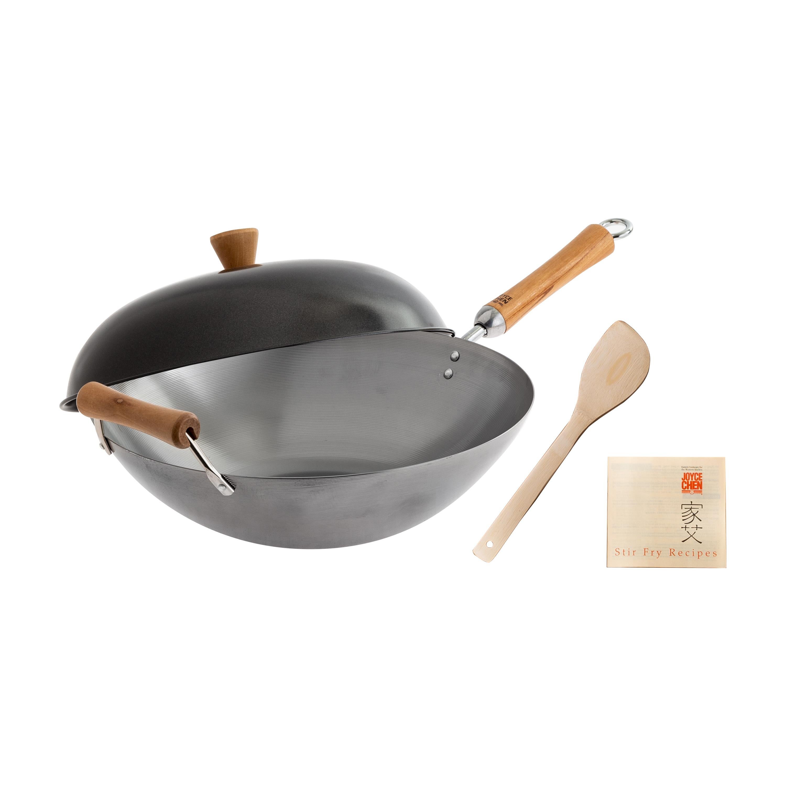 Classic Series 4pc 14" Carbon Steel Wok Set