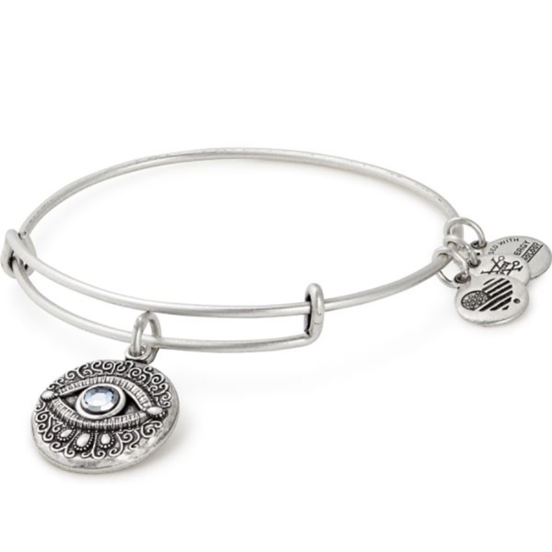 Evil Eye Charm Bangle - (Rafaelian Silver Finish)