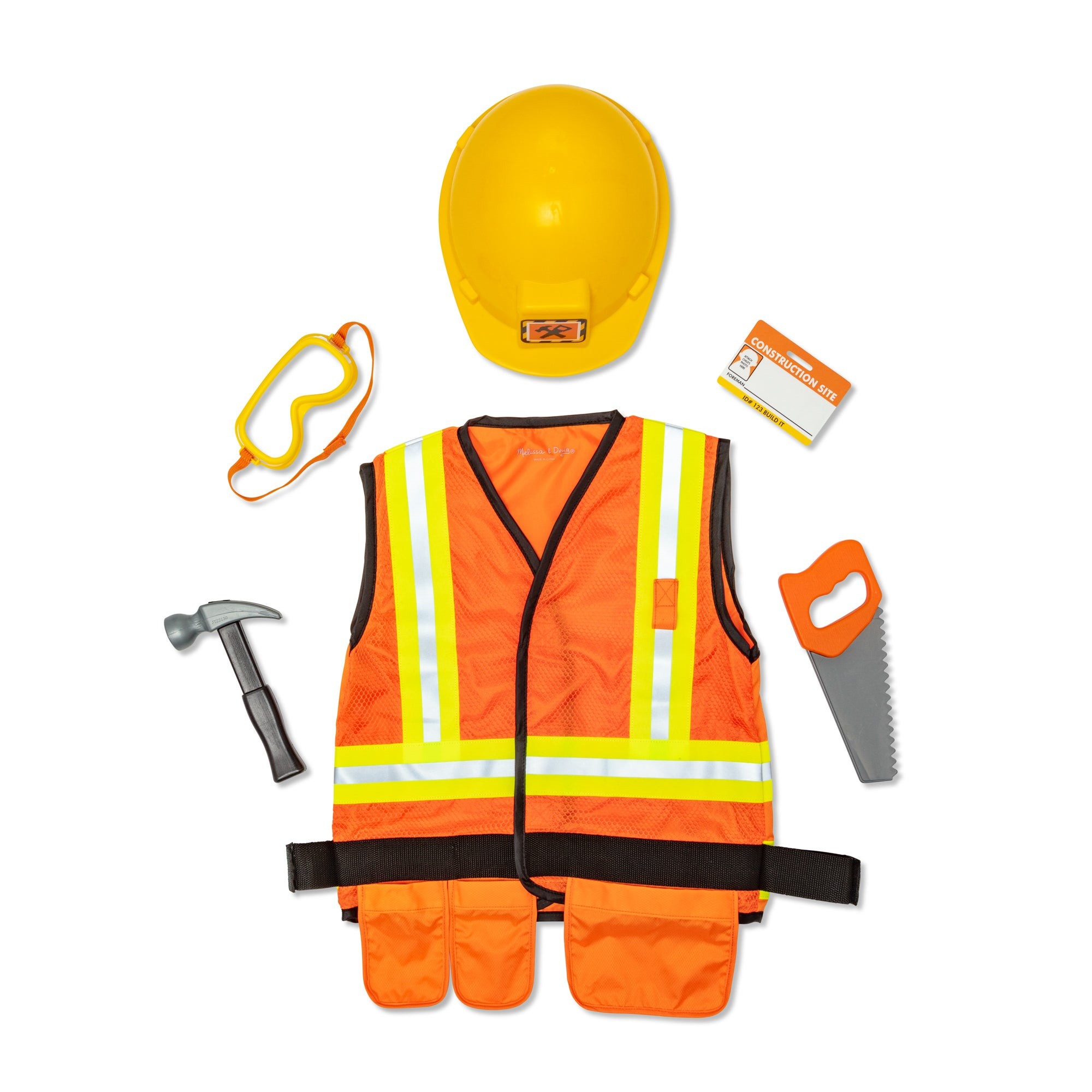 Construction Worker Role Play Costume Set Ages 3-6 Years