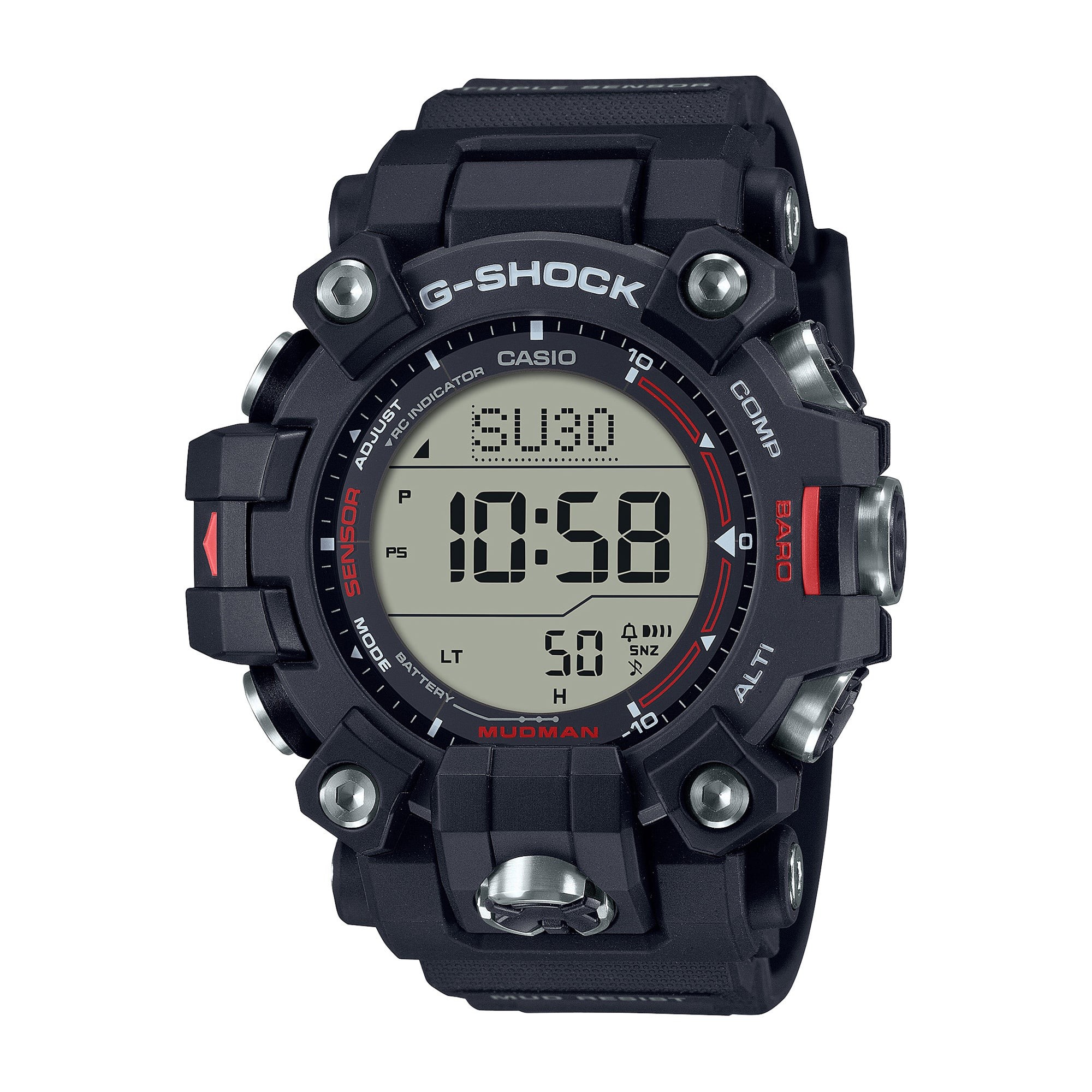 Men's Mudman Triple Sensor Black & Red Bio-Based Resin Watch