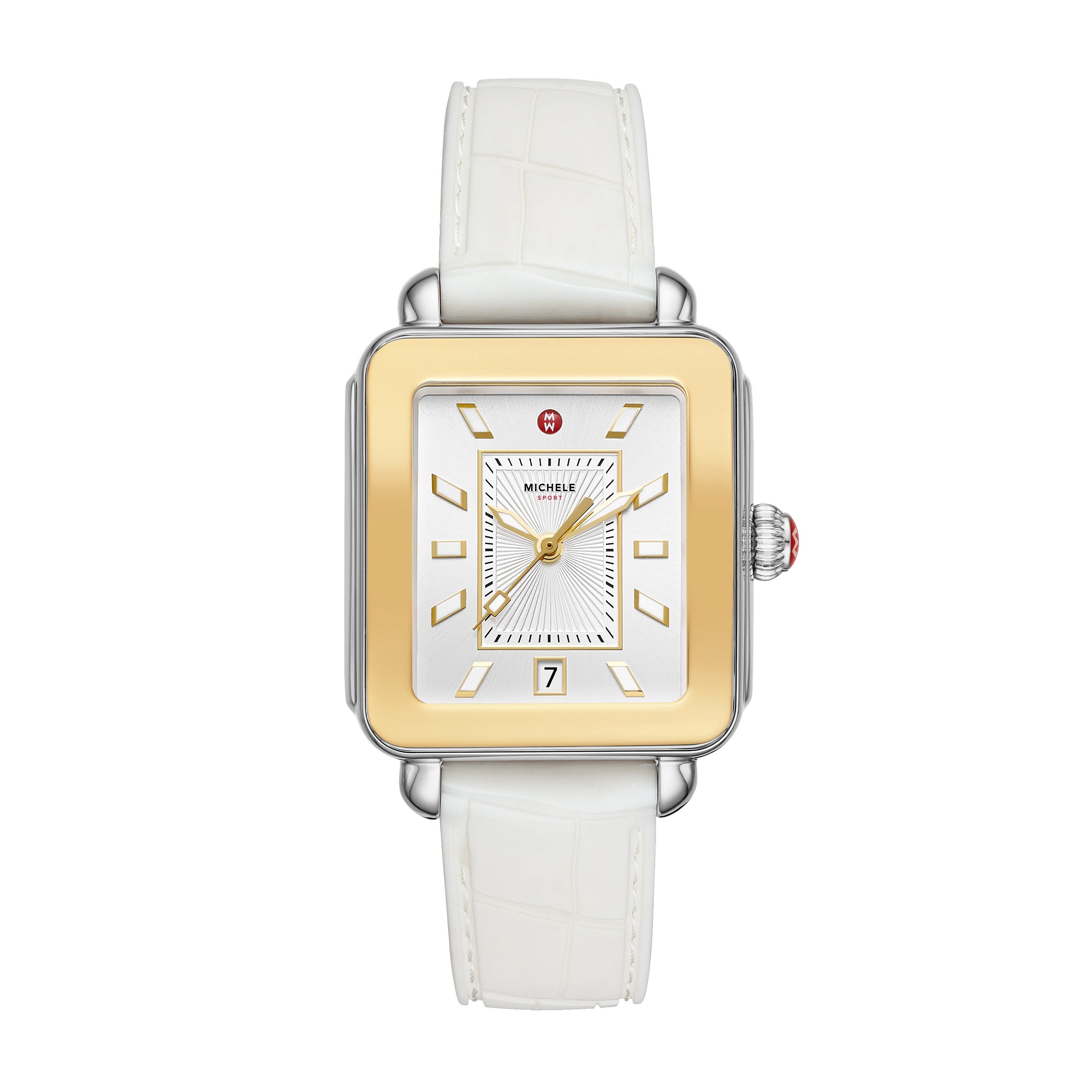 Ladies Deco Sport Two-Tone White Silicone Watch Silver White Dial