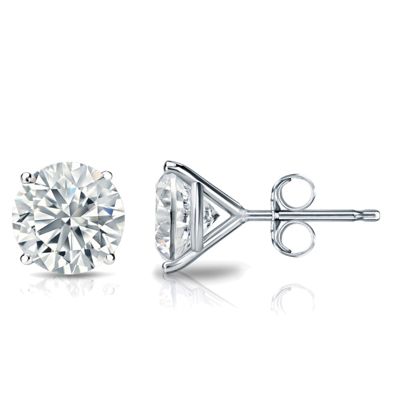 4 Prong Martini Set Stud Earrings in Rhodium Plating