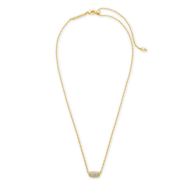Grayson Gold Pendant Necklace in White Crystal