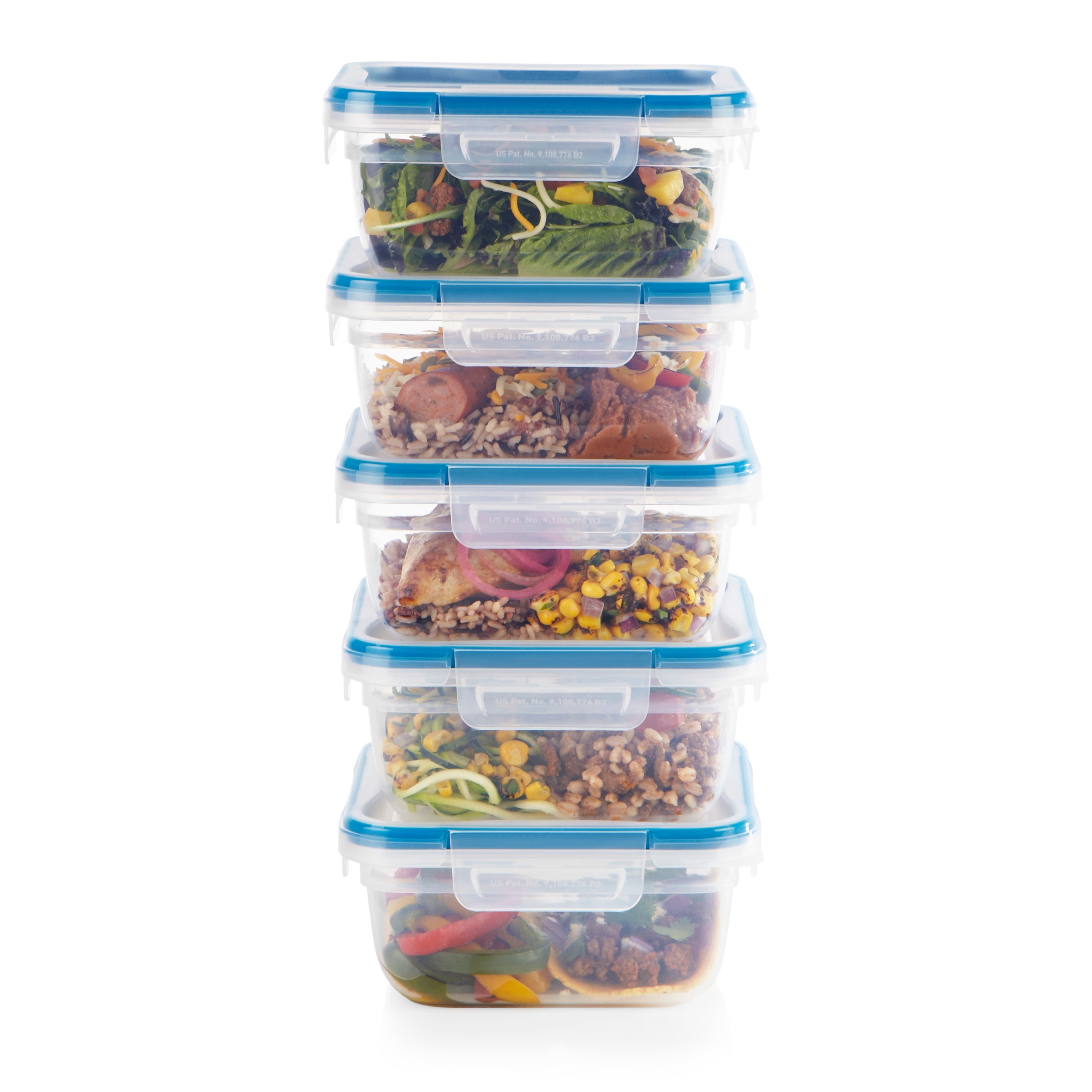 Total Solution 10pc Plastic Square Container Set