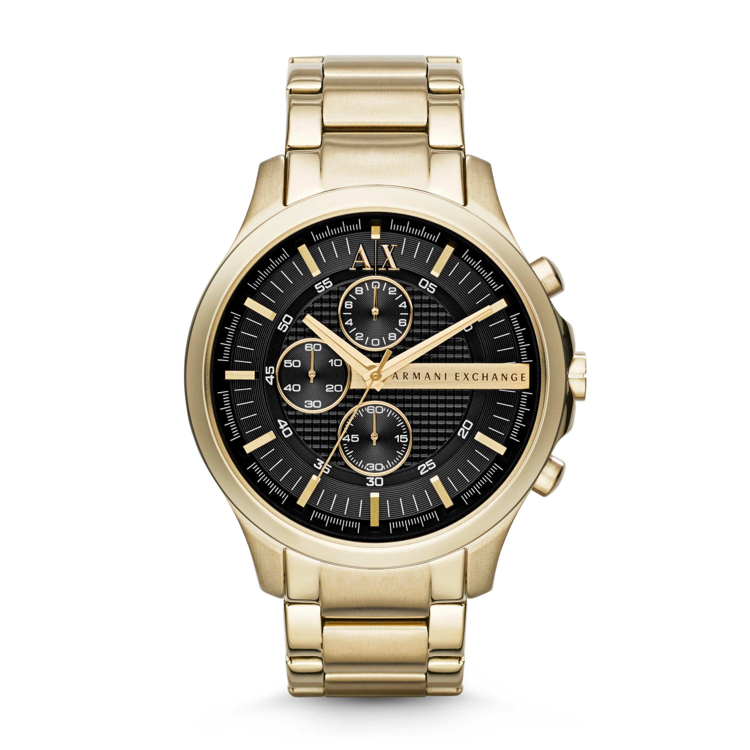 Mens Hampton Multi-Dial Gold-Tone Stainles Steel Watch Black Dial