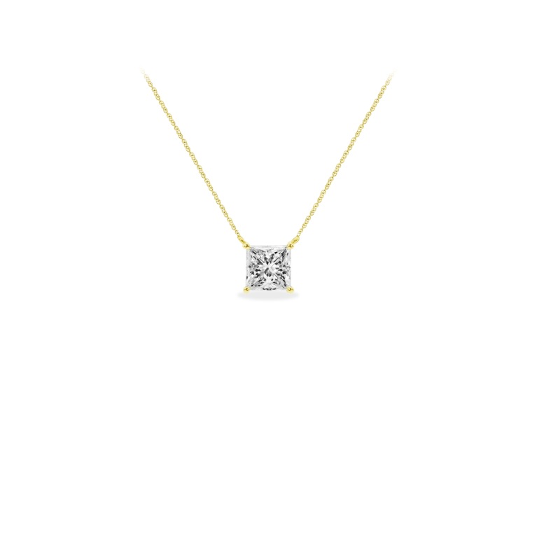Princess Solitaire Necklace in 10K Yellow Gold