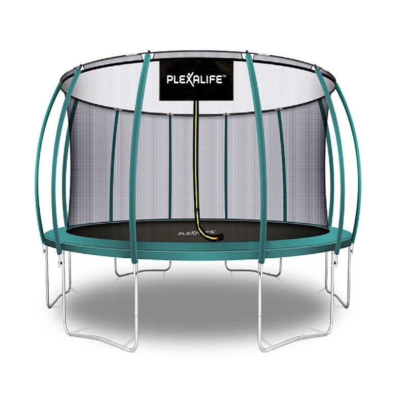Plexalife Pumpkin Shaped Outdoor Trampoline Set with Safety Enclosure 16 FT in Dark Green