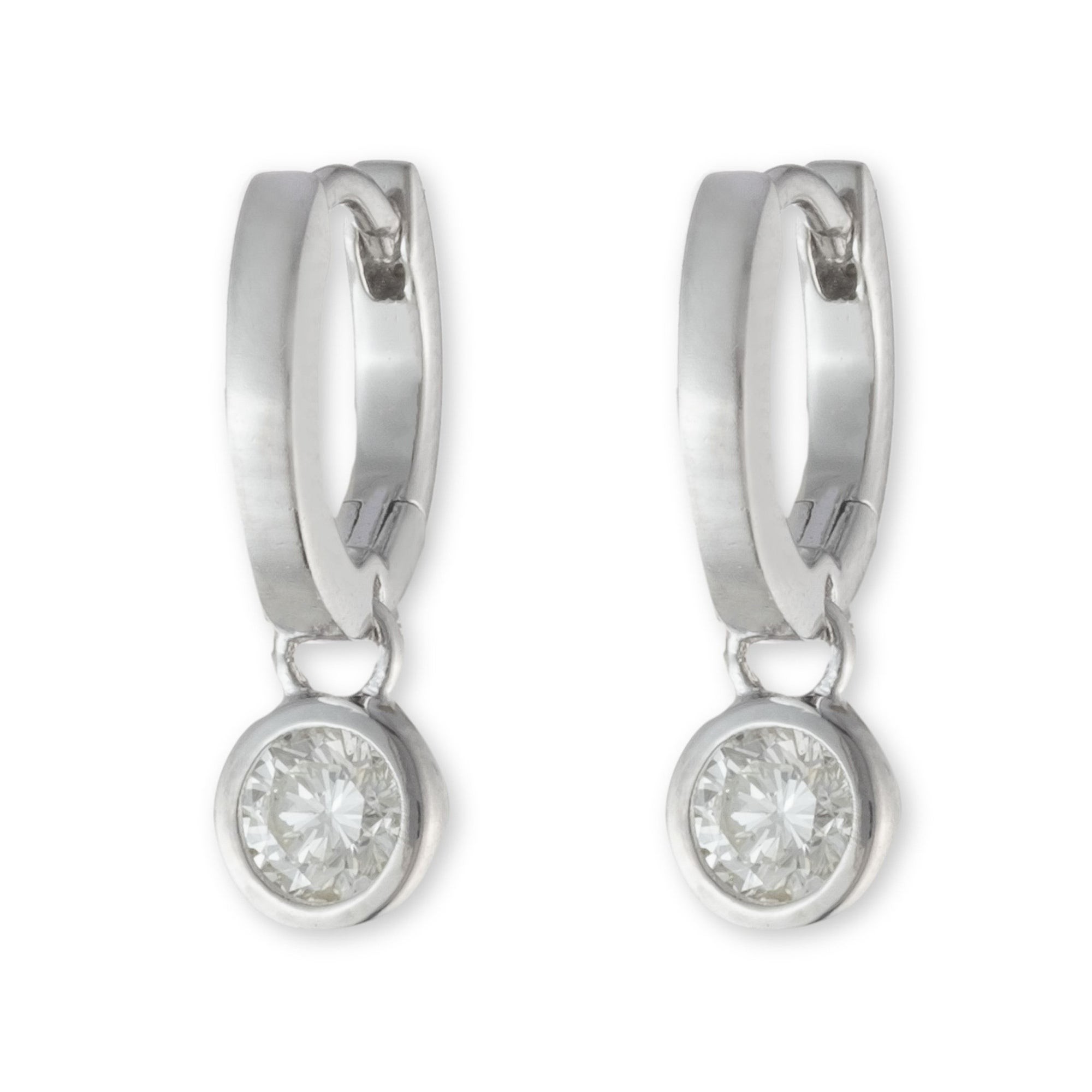 Sterling Silver CZ Drop Huggies