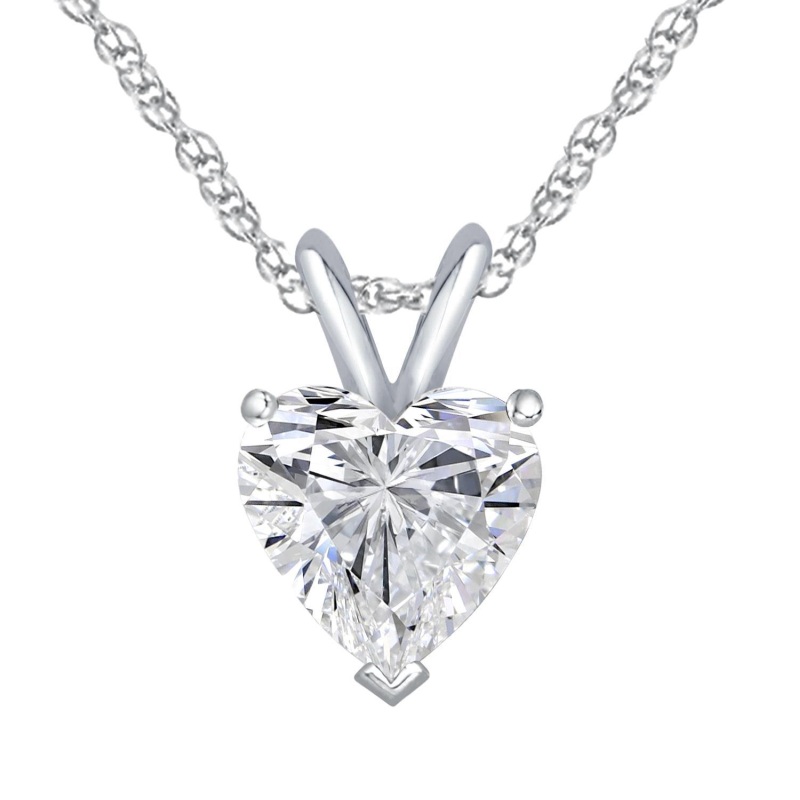 Heart Pendant with chain in 10K White Gold