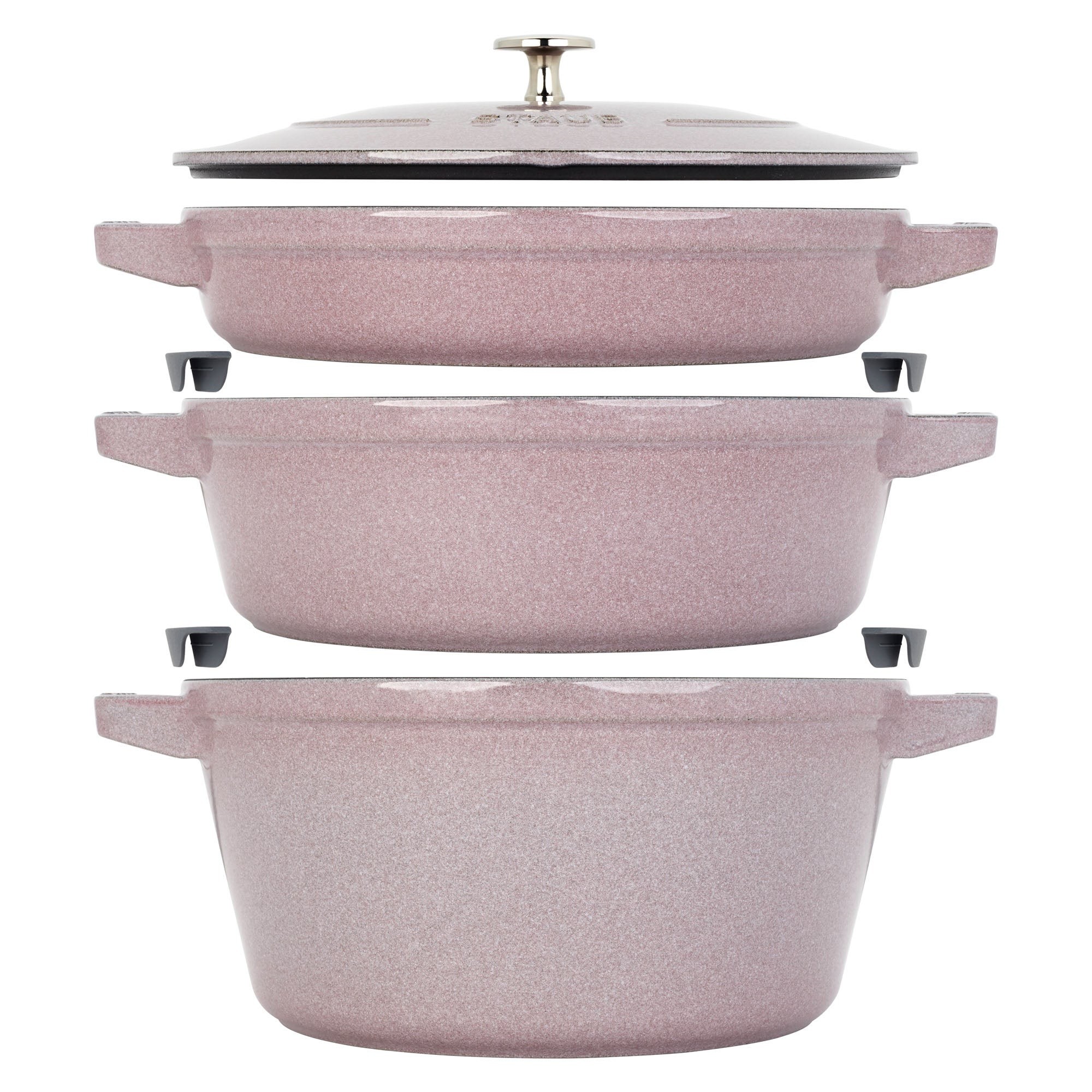 4pc Cast Iron Stackable Cookware Set Lilac