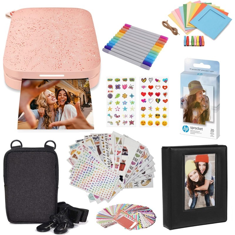 Sprocket Portable 2x3" Instant Photo Printer (Blush Pink) & Accesories Starter Bundle