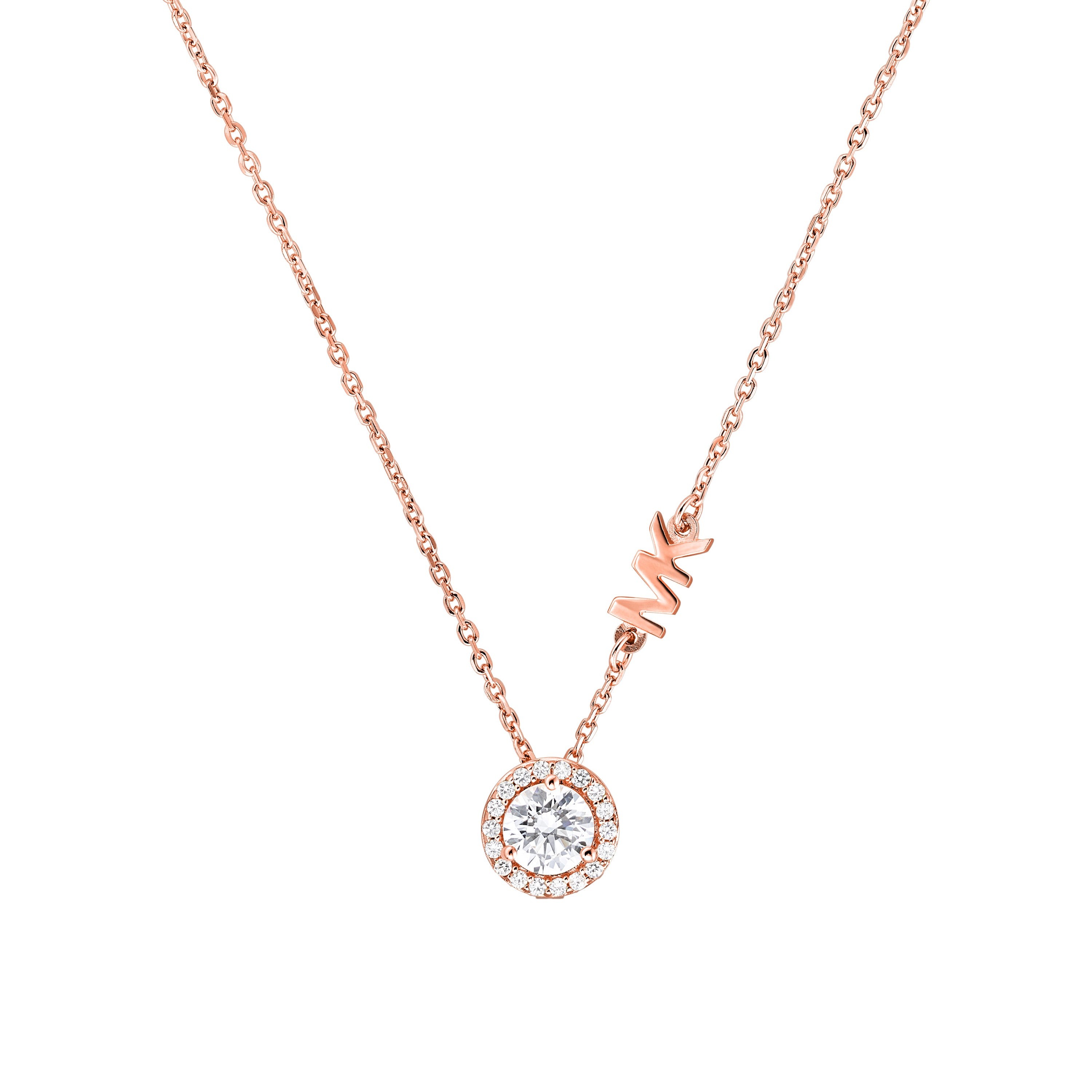 Sterling Silver MK Logo Necklace Rose Gold